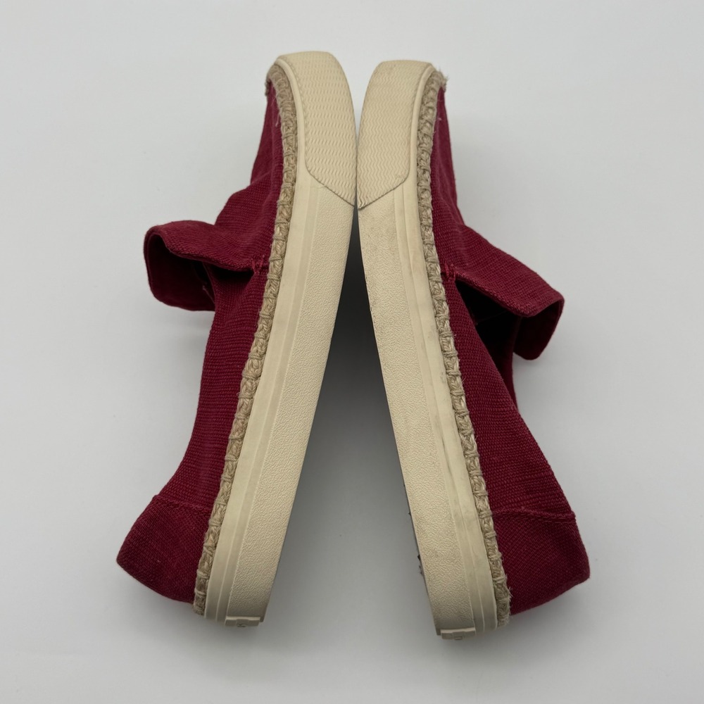 TOMS sz 8.5 Red Canvas Espadrille Platform Slip On Shoes Women's Casual Comfort - Picture 4 of 9